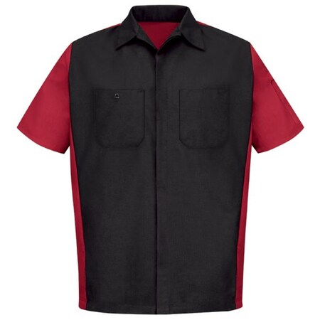 Workwear Outfitters Men's Short Sleeve Two-Tone Crew Shirt Black/Red, 4XL SY20BR-SS-4XL